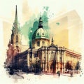 Vienna in watercolor style by Generative AI