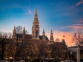 Christmas market in Vienna, Austria in sunset