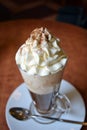 Viennese Coffee In Glass Cup With Whipped Cream