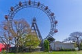 Viennese giant wheel in Prater amusement park at Vienna Royalty Free Stock Photo