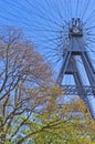 Viennese giant wheel in Prater amusement park at Vienna Royalty Free Stock Photo