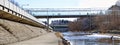 Viennese river and pedestrian bridge Royalty Free Stock Photo