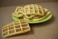 Viennese sweet waffles on a green plate.