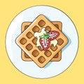 Viennese waffles, breakfast, vector design element in the style of doodles, isolated on a white background, hand drawn