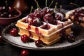 Viennese waffles with cherries