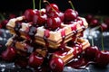 Viennese waffles with cherries