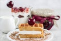 Viennese waffles with cherry