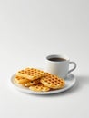 Viennese waffles and cup of black coffee.