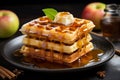 Viennese waffles with honey and cottage cheese