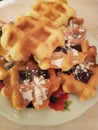 Vienna waffles sprinkled with powder