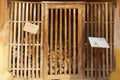 Storage room in Wat Si Saket temple with Buddha statues destroyed during war and found during excavations in Vientiane, Laos.