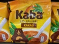 Closeup of packet kaba cocoa chocolate powder shelf of german supermarket