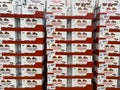 View on wall stacked boxes gingerbread in german supermarket for christmas sale