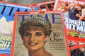 Close up of Time magazine cover with report about Lady Diana in the nineties