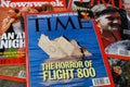 Close up of Time magazine cover with report about plane crash of flight 800 with Boeing 747 from New York to Paris in the nineties