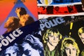 Close up of The Police band vinyl record album covers