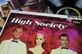 Close up of vinyl record cover soundtrack of high society hollywood movie