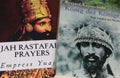 Closeup book covers about ethiopian Emperor Haile Selassie and his Jah Rastafari prayers