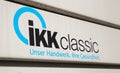 Closeup of german health insurance IKK classic logo lettering at city office