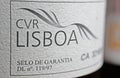 portuguese red wine bottle label with Lisbon CVR Lisboa region commission logo for product entitled to Denomination of Origin Royalty Free Stock Photo