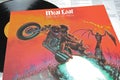 Closeup of rock singer Meat Loaf vinyl record album cover Bat out of hell from 1977