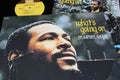 Closeup of singer Marvin Gaye vinyl record hit album cover WhatÃ¢â¬â¢s Going On from 1971