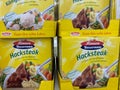 Closeup of Sonnen Bassermann ready meals in shelf of german supermarket