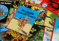 Full frame close up of comic book series the adventures of Tintin Royalty Free Stock Photo