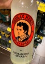 Closeup of isolated bottle Thomas Henry spicy ginger tonic water in german supermarket