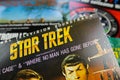 Closeup of isolated vintage vinyl record cover with soundtrack of tv series Star Trek from the seventies
