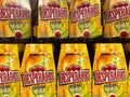 Closeup of pile of bottles Desperados tequila flavored beer in german supermarket