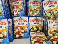 View on isolated Patros feta sheep cheese packs in cooling shelf of german supermarket