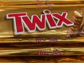 View on Twix chocolate bars packets in german supermarket