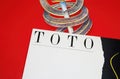 Closeup of vinyl record album cover of rock band Toto