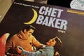 Closeup of vocal jazz musician Chet Baker vinyl record album cover Sings from 1954