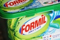 Closeup of box Lidl discounter Formil washing detergent caps
