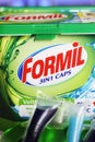 Closeup of box Lidl discounter Formil washing detergent caps