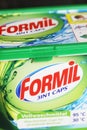 Closeup of box Lidl discounter Formil washing detergent caps