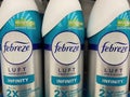 Closeup of room scent sprays with febreze logo lettering in shelf of german supermarket Royalty Free Stock Photo