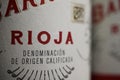 Close up of  Barriton rioja spanish red wine bottle label Royalty Free Stock Photo