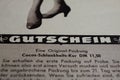 Close up of german magazine page with word Gutschein from the sixties