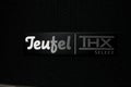 Viersen, Germany - May 9. 2020: Close up of isolated logo lettering of german audio equipment manufacturer Teufel on thx