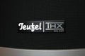 Viersen, Germany - May 9. 2020: Close up of isolated logo lettering of german audio equipment manufacturer Teufel on thx