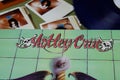 Close up of isolated vinyl record covers of heavy metal band Motley Crue Royalty Free Stock Photo