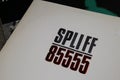 Close up of vintage vinyl record cover of german rock band Spliff from the eighties focus on center