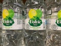 Close up of Volvic flavoured water bottles in shelf of german supermarket