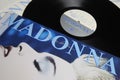 Closeup of isolated vinyl record cover of singer madonna Royalty Free Stock Photo