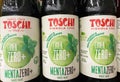 Closeup of bottles Toschi italian mint syrup