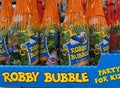 Close up of Robby Bubble kids drink bottles in shelf of german supermarket