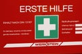 Closeup of german first-aid kit case according to DIN 13157